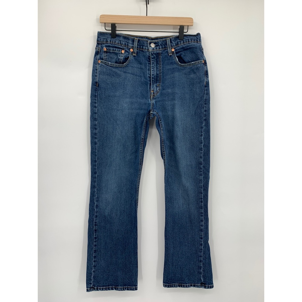 Levis 527 Jeans Mens 33x32 Blue Slim Bootcut Distressed Denim Pants